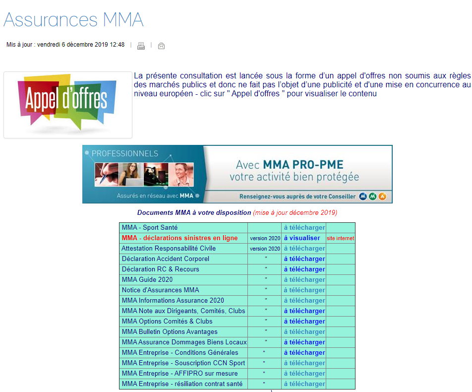 MMA site internet portail